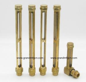 Buy cheap male NPT thread 1/4 natural brass oil sight glass level gauge for oil level checing quartz glass tube ODM OEM welcome product