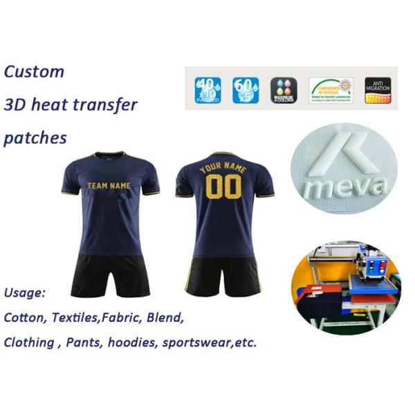 OEKO Silicone Rubber Logo Sticker 10s 3D Heat Transfer Garment Patches