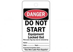 Buy cheap Bilingual Lock Out Tag Out Labels Cardstock Do Not Start Equipment Sign 22CM81 product