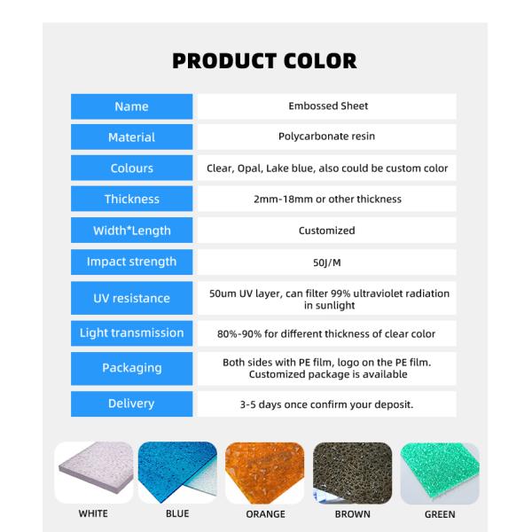 UV 400 Unbreakable Clear Colored Polycarbonate Sheets Diamond Poly Carbonate Plate