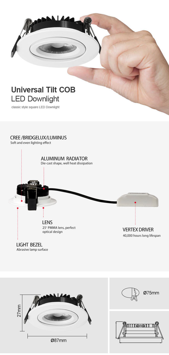 CE 6W Slim Design 36 Degree Beam Angle Cob Downlight