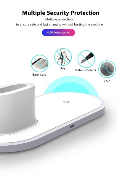 Wireless Charger iPhone Apple Watch and AirPods Charging Station, 3 in 1 Wireless Charger Stand Pad Qi Fast Chargers Doc