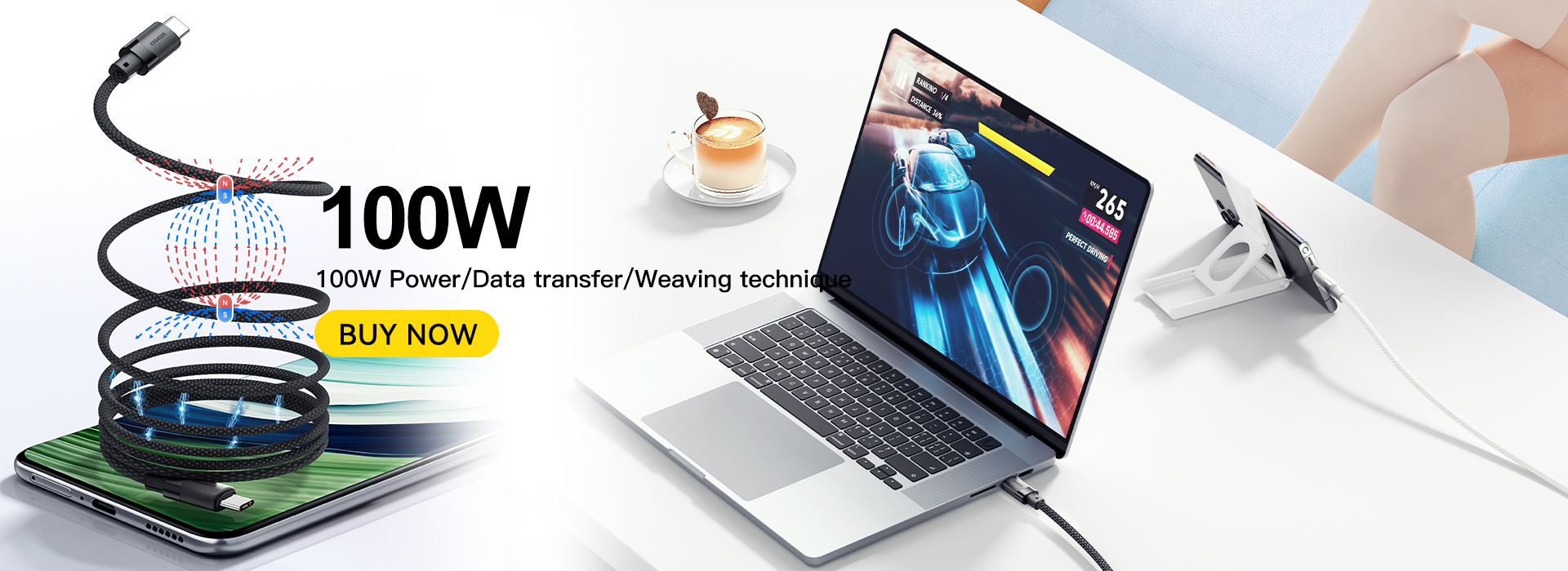 USB C To USB C Magnetic Cables 100W 1m 480Mbps ES-X53 Series