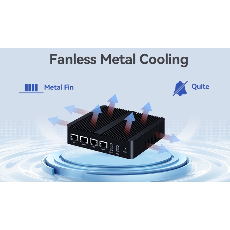Intel N100 Processor Fanless Industrial Mini Computer Dual COM DDR4 RAM 4LAN