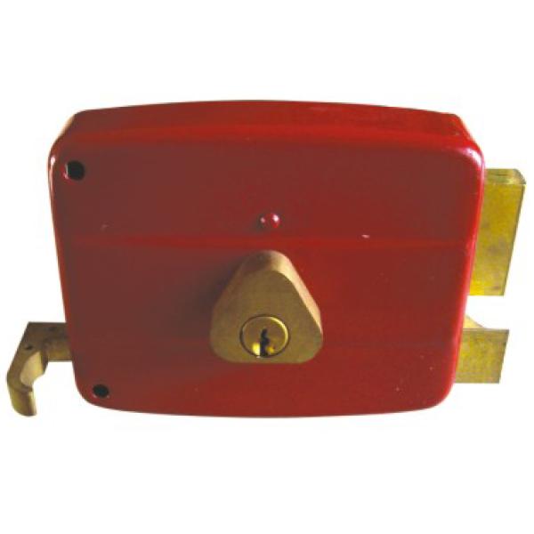 Door Hardware Security Rim Lock Iron And Brass Material Red Color