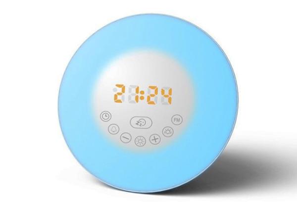 Quality Bluetooth Colorful Wake Up Light Alarm Clock , FM Radio Function Sun Lamp Alarm Clock for sale