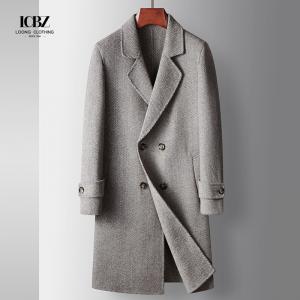 China Men's Winter Wool Coat Leisure Long Sections Pure Color Overcoat with GARMENT DYED Design on sale