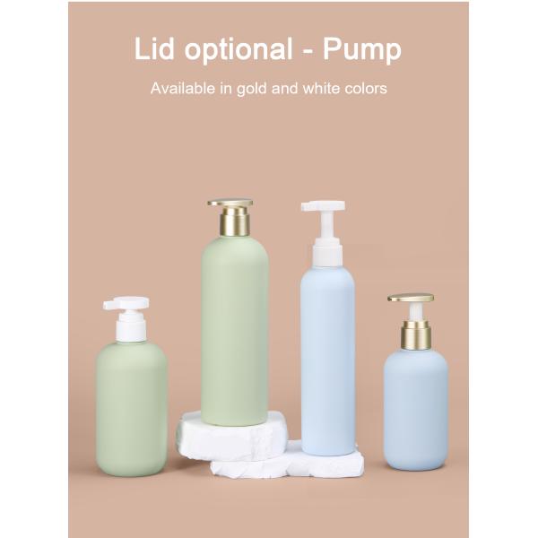 Shampoo Bottle with Bamboo Lid HDPE Plastic Type Soft Touch Empty Body Lotion Container