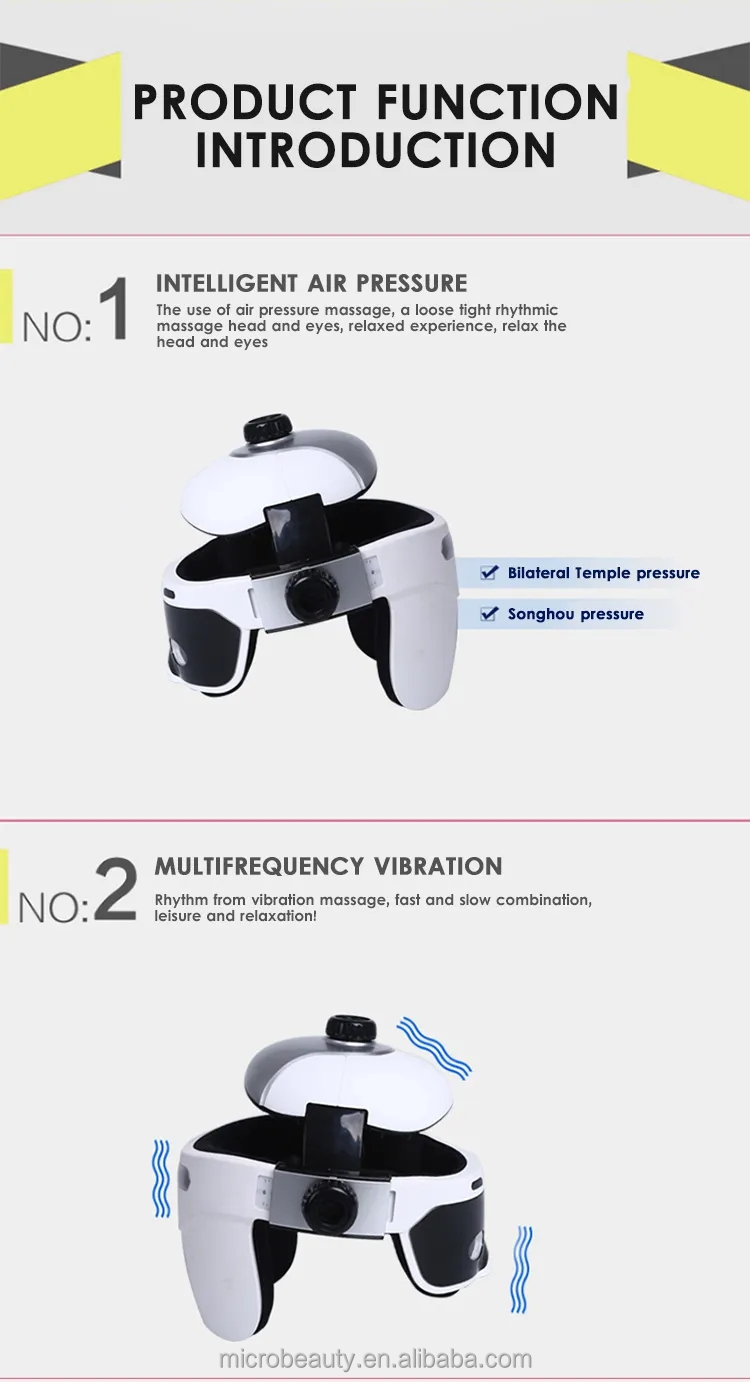 Home Use APP Control Intelligent Head Massager Head Eye Relax Built In Music Bluetooth