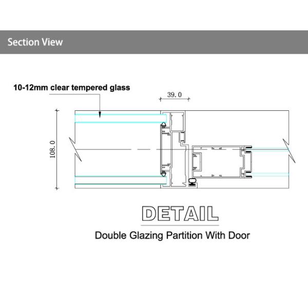 Acoustic Frameless Double Glazed Partition System Transparency Partitioning System