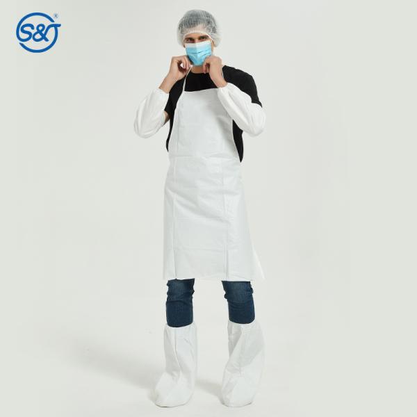 PP Film Coating Impervious Non Woven Fabric Apron Disposable Protective Apron Without Sleeves