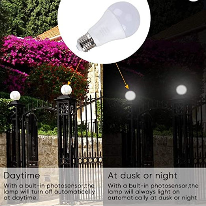 Light Bulb with Sensor Twilight to Twilight Light Bulb, 7 W Smart Sensor LED Bulbs