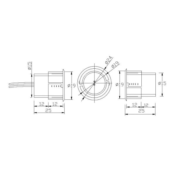 Recessed Mount Magnetic Switch Sensor in ABS material with Gap of 30-40MM