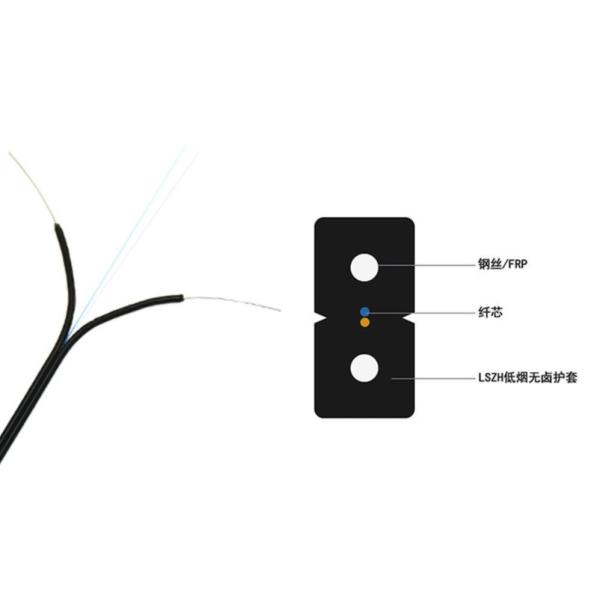 GJXH Butterfly Drop Optical Cable 1 Core 2 Steel Wire 0.5mm Self Supporting