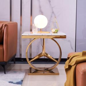 Buy cheap Functional SS Steel Edge Marble Top Couch Table Assembly Required product