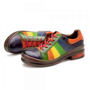 Buy cheap Casual Hand Polished Rainbow Flat Shoes Classic Ladies Leather Dress Shoes product