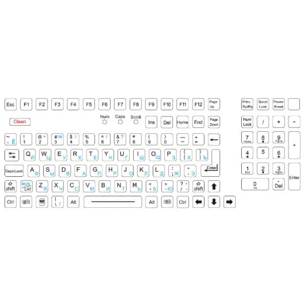 CE , FCC Silicone Industrial Super Rubber Keyboard with Integrated Sealed Numeric Keypad and Desk top
