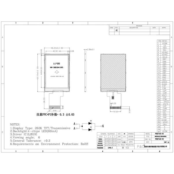 Polcd 960x240 Pixels 2.7 Inch Lcd Display Colors 262K Small TFT Display