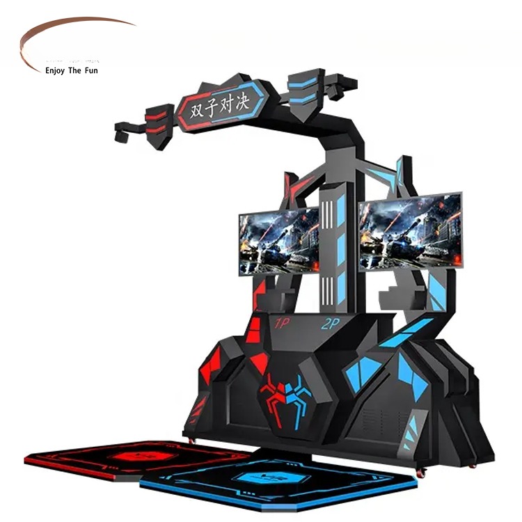 Player using VR shooting game machine