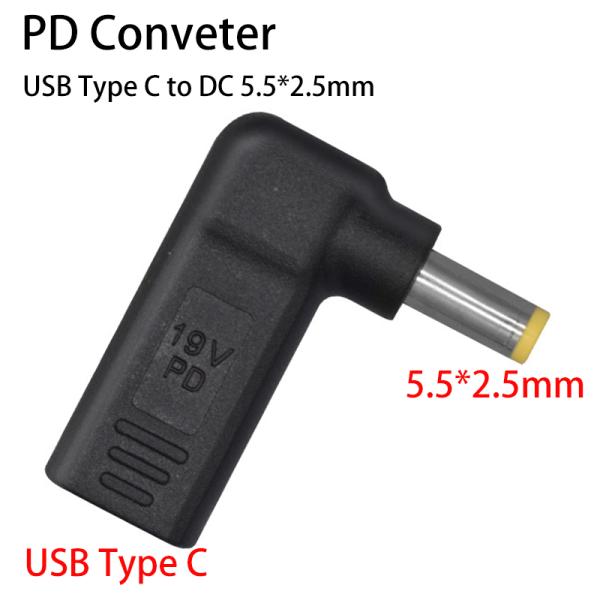 USB Type C Female To DC 5.5*2.5mm 5525 Male Converter PD Decoy Spoof Trigger Plug Jack Laptops Fast Charging Head Power Adapter