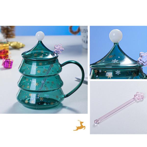 500ml Green Christmas Tree Shaped Borosilicate Glass Cup