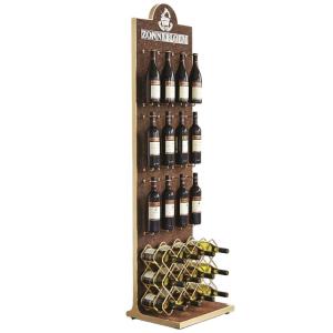 Buy cheap Customized Free Standing Wine Display Stand Wine Rack Wood Storage Wooden Display Shelf for Bar product