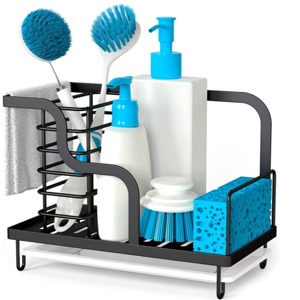 China Kitchen Sink Caddy Counter Organizer Stainless Steel Sponge Holder on sale