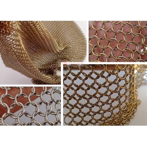 Electroplating 0.8mm X 7mm Metal Ring Mesh For Space Divider Curtain