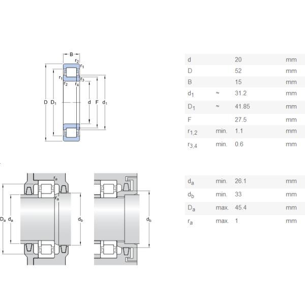 Single Row Precision Nsk Cylindrical Roller Bearings NUP 304 ECP 20 x 52 x 15mm