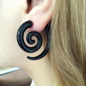 China Ethnic Black Spiral Earrings Ear Plugs Acrylic Piercing Drop Earring Punk Twister Earrings for Women on sale