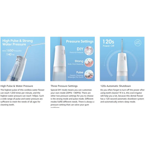 Cordless Handheld Water Flosser DIY Modes 140 PSI Dental Water Jets