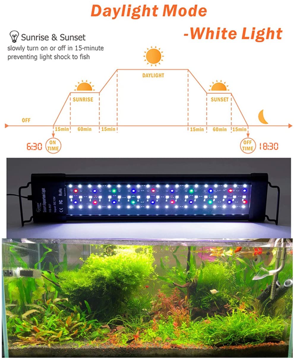 Automatic Switch 7 Colors 36 Inches Rgb Aquarium Light