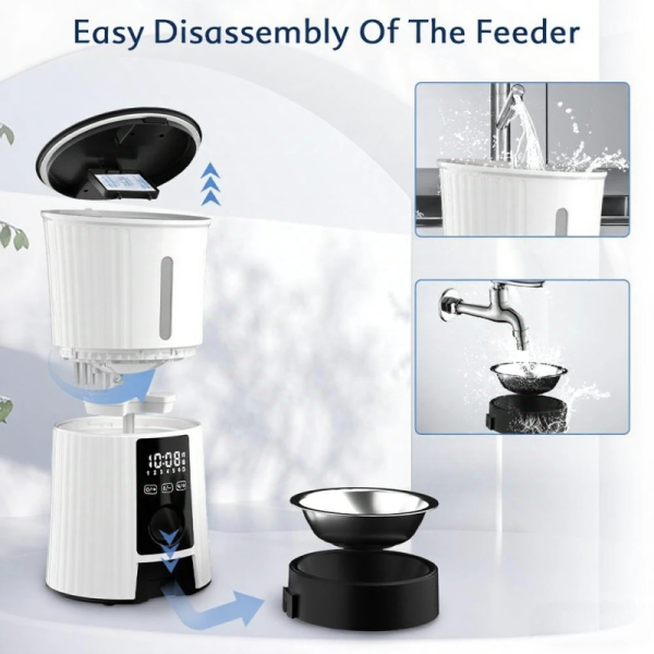 Intelligent Automatic Stainless Steel Portable Feeder Timed Quantitative Anti-Block Dispenser for Cats Dogs Solid Charge