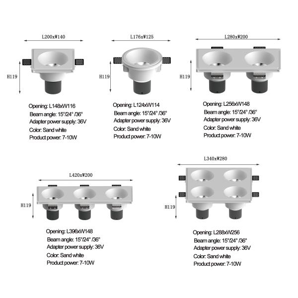 Flush Trimless Recessed Led Downlights , Plaster 5000k Round Trimless Downlight