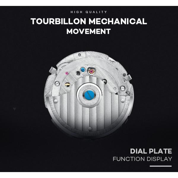 KINYUED J017-1 White Dial Gold Case Leather Strap Complete Calendar Skeleton Automatic Mechanical relojes Watch