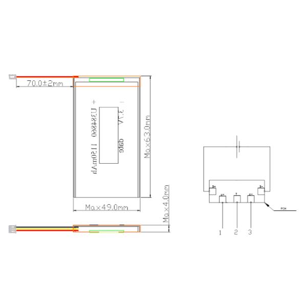 3.7V 1150mAh Small Lipo Battery , Bank Payment Machine Custom Made Lipo Batteries