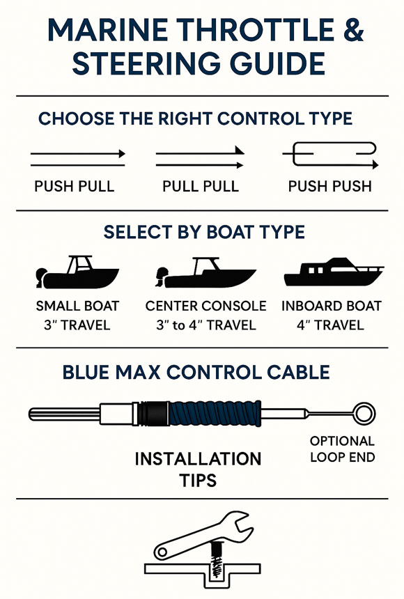 Blue Max marine push-pull cable with structure labels