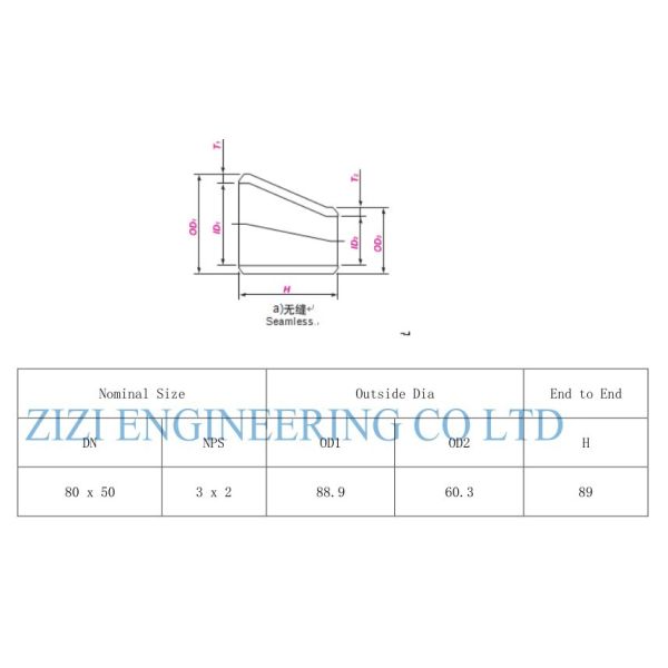 3 " X 2 " Galvanized Eccentric Pipe Reducer STD Carbon Steel Material ASME B16 9