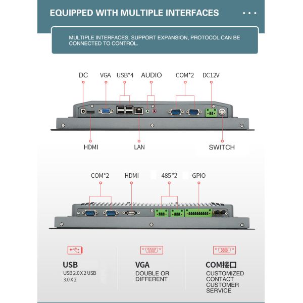 10 15 19 Inch XP Wall Hanging Capacitive Embedded Touch Panel PC Tablet