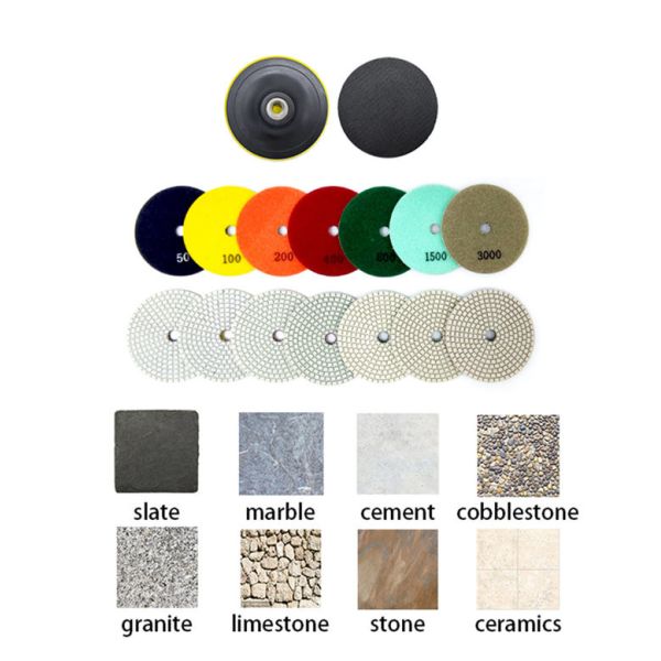 100 Grit 7 Step Dry Diamond Polishing Pads 4" 100mm