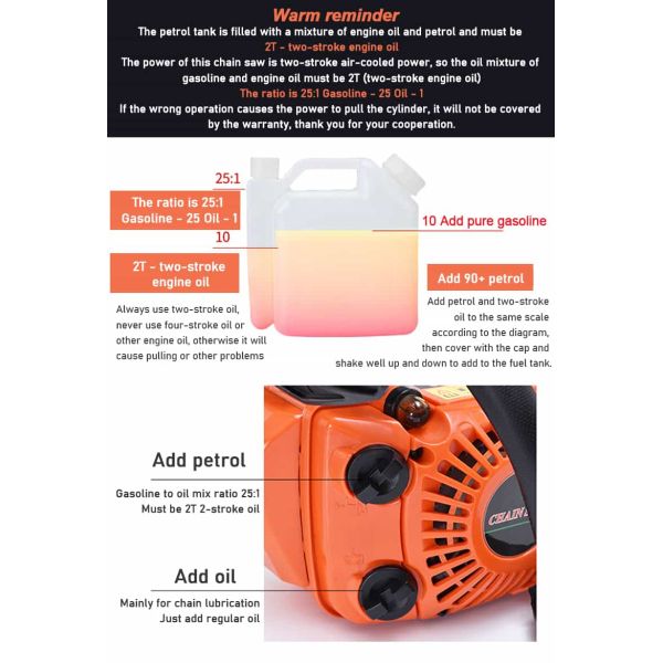 Handheld Cordless Gas Powered Chain Saw 12 Inch For Trees Wood Forest