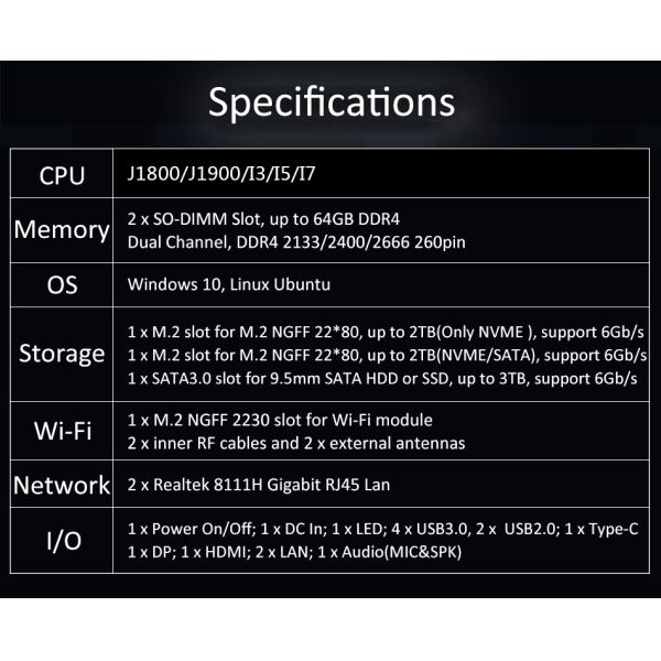 Industrial Embedded Mini Pc Computer With I5 7267U 2 Rs232 Win10 Pro Vga Hd Fanless