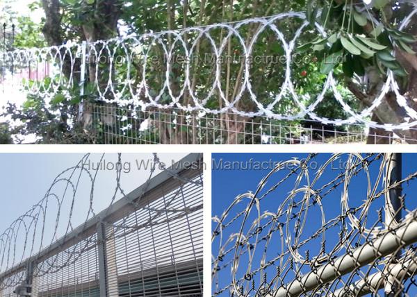 HUILONG Concertina Razor Wire Fence Galvanized Steel With Y Post