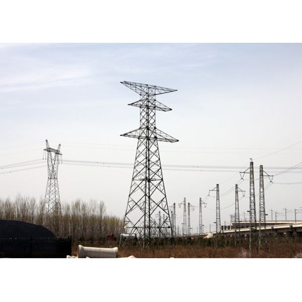 8 - 100m 220KV Electrical Transmission Tower CO2 Welding / Submerged Arc Auto Methods
