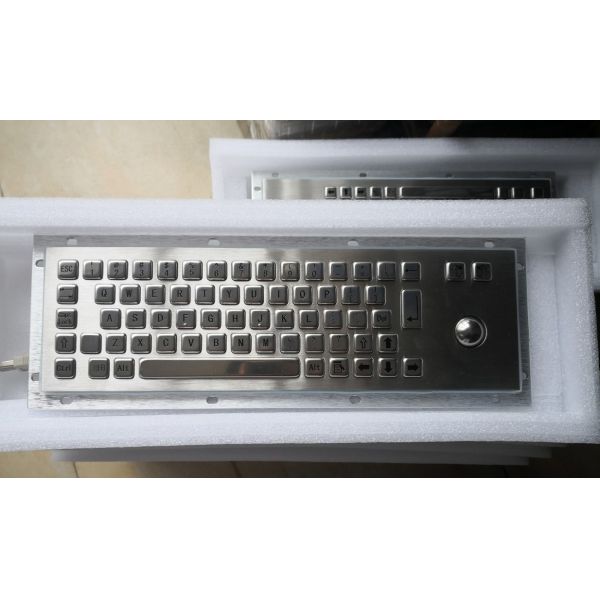 Banking Kiosk Custom Mechanical Keyboard , Stainless Steel Keyboard With Trackball / Euro Key