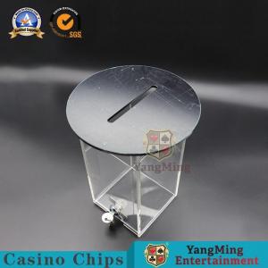 China Gambling Baccarat Poker Discard Holder Table Drop Playing Cards Acrylic Box Cash Carrier Round Bottom With 1 Lock on sale