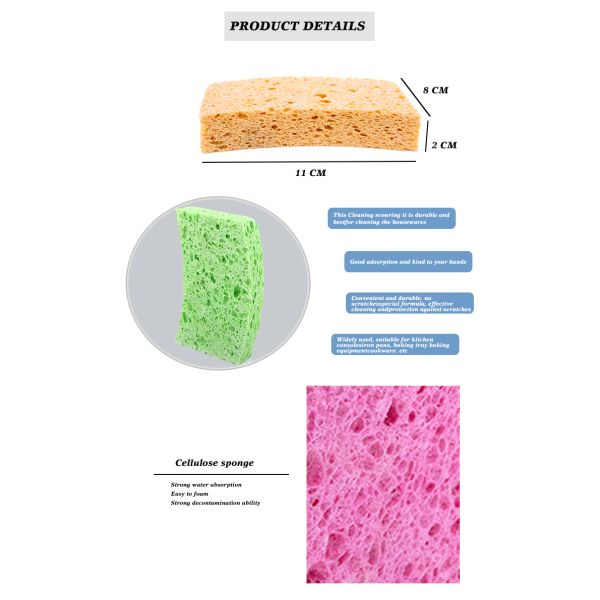 Eco-Friendly Vegetable Cellulose Kitchen Sponge Scourer