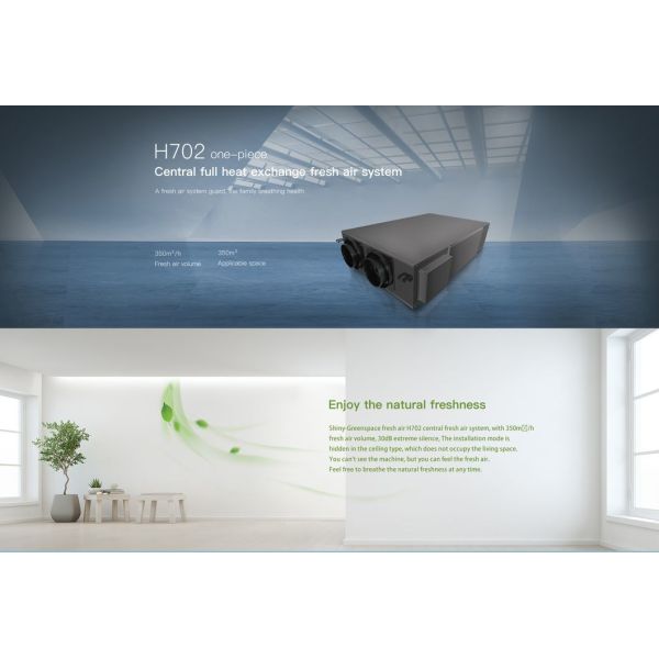 Triple Filtration, Ultra-Thin Graphene Full Heat Exchange Central Fresh Air Purifier