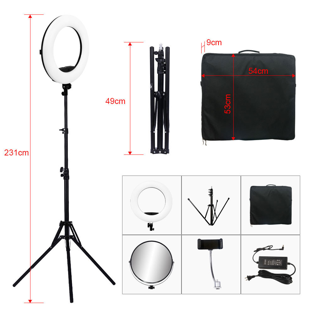 Yidoblo 18 Inch LED 48W Ring Light for Live Streaming Game Tiktok Makeup Video Selfie with Tripod Stand