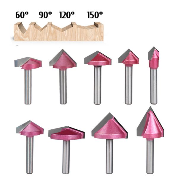 Arden Tideway CNC Bit Tools 1/2 Shank 90 Degree V Type Carbide CNC Woodworking Router Bits Wood Milling Cutter V Bit